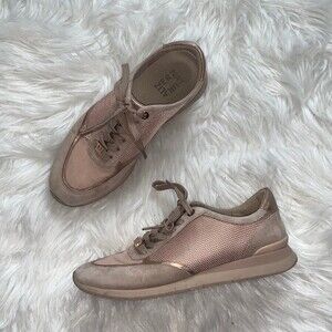 Naturalizer Lotus Rose Gold Leather Suede Sneakers Sz 6.5